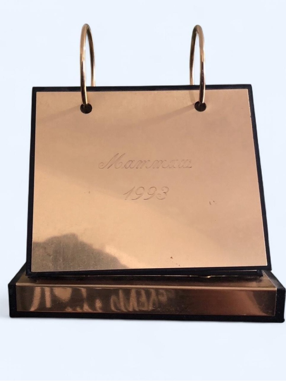 Vintage 90s Gold Tone Flip Table Top Desk Photo Album Recipe Index Card Holder